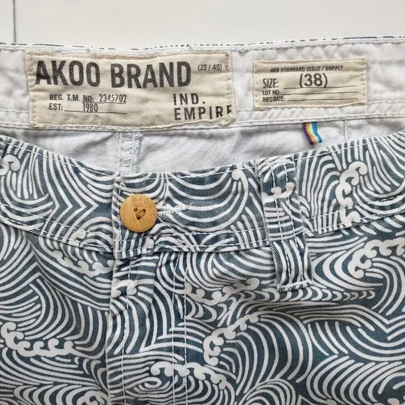AKOO Brand Cargo Utility Shorts Rip Curl Waves Skateboard Grunge Mens Size 38 - Picture 9 of 11